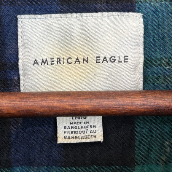 American Eagle Outfitters Green and Blue Plaid Shirt - Picture 3 of 4
